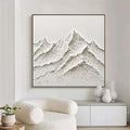 Abstract White Mountain Range Art - Textured Minimalist Canvas Painting for Contemporary Home, Ideal for Scandinavian Spaces - Mountain Veins - Hues Art Lab