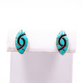Native American Sterling Silver Turquoise Inlay Marquise Stud Earrings