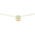 Natural Emerald Halo Necklace Gold Plated Sterling Silver Delicate Emerald Pendant