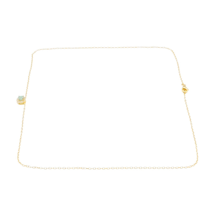 Natural Emerald Halo Necklace Gold Plated Sterling Silver Delicate Emerald Pendant