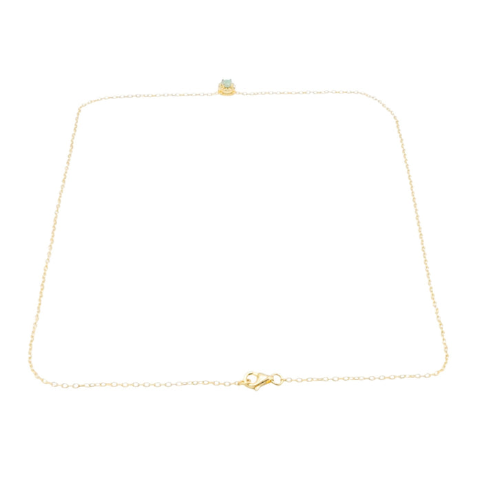 Natural Emerald Halo Necklace Gold Plated Sterling Silver Delicate Emerald Pendant
