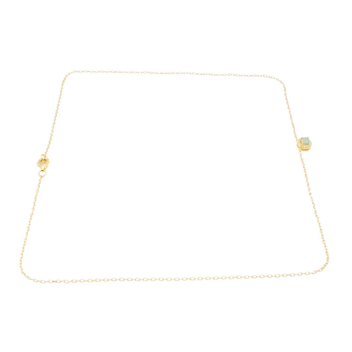 Natural Emerald Halo Necklace Gold Plated Sterling Silver Delicate Emerald Pendant