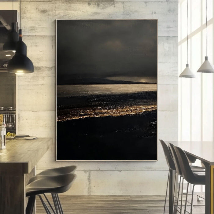 Nocturne Landscape Canvas - Minimalist Black and Gold Wall Art - Nocturne in Black and Gold - Hues Art Lab
