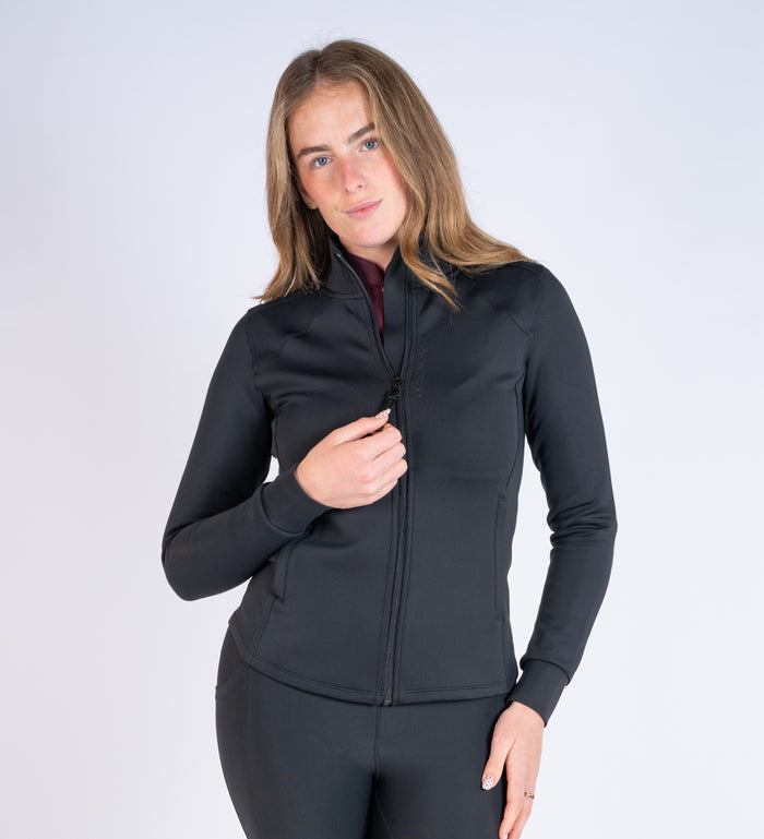 Blackfort Equestrian Women's Black zip through sculptured fit Nova Jacket 2 zip pockets