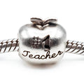Number One Teacher Apple Charm Sterling Silver Bead