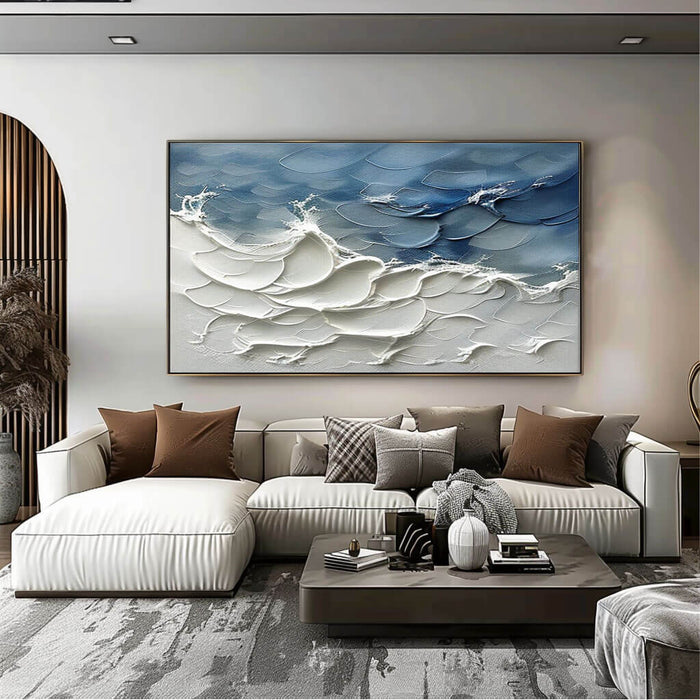 Ocean Rhapsody - Large Textured Abstract Art Painting - Hues Art Lab