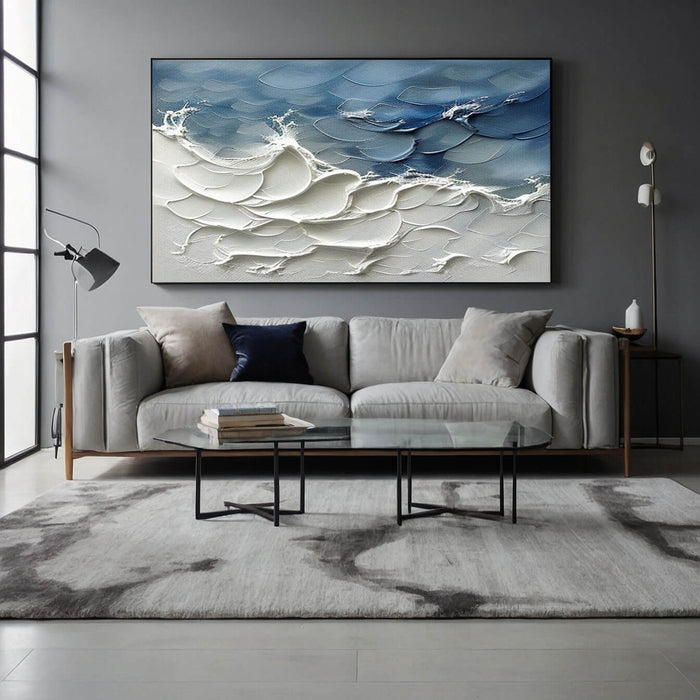 Ocean Rhapsody - Large Textured Abstract Art Painting - Hues Art Lab