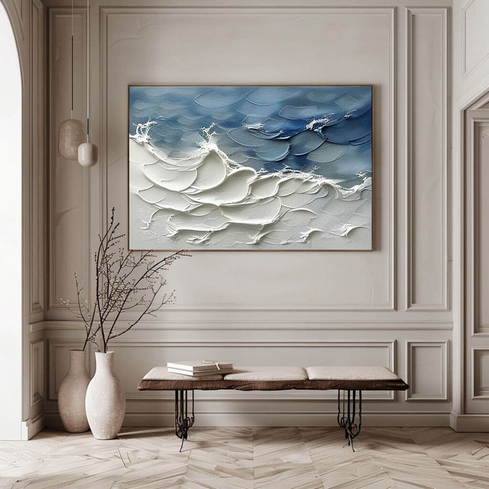 Ocean Rhapsody - Large Textured Abstract Art Painting - Hues Art Lab