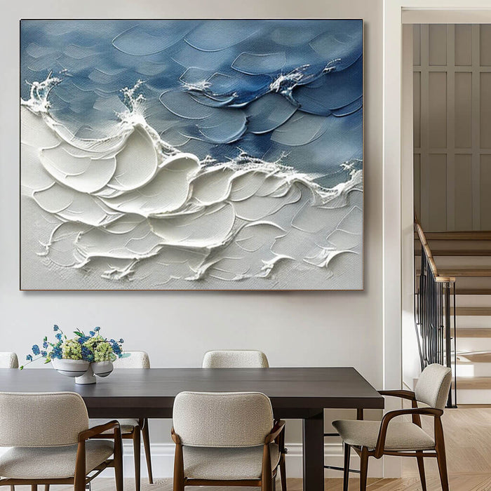 Ocean Rhapsody - Large Textured Abstract Art Painting - Hues Art Lab