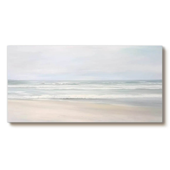 Hand-Painted Seaside Canvas - Minimalist Seascape Home Decor - Pale Coast - Hues Art Lab