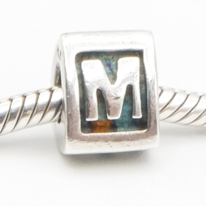 Pandora Alphabet Letter “M” Charm Sterling Silver Initial Bead – Retired