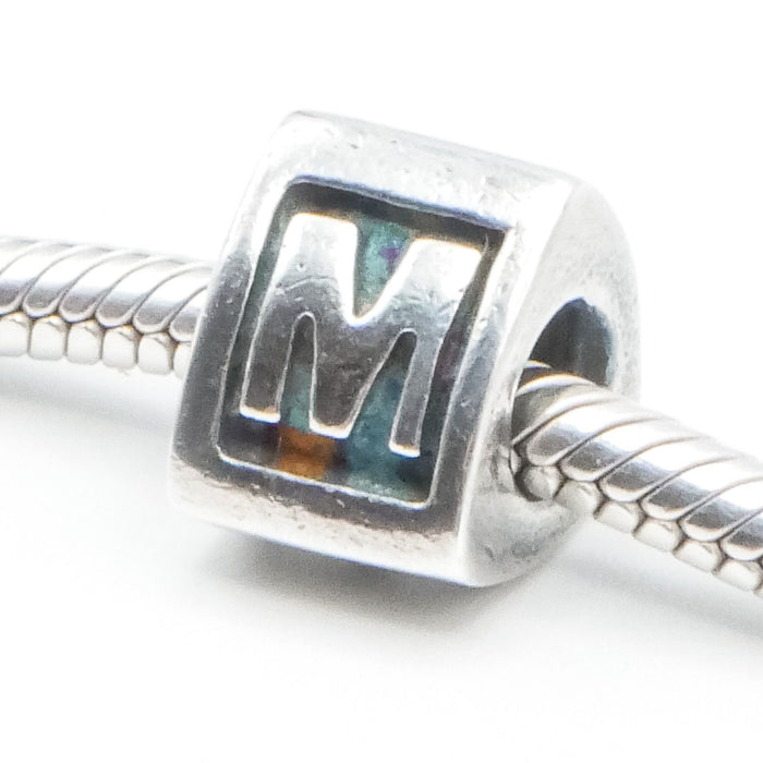 Pandora Alphabet Letter “M” Charm Sterling Silver Initial Bead – Retired
