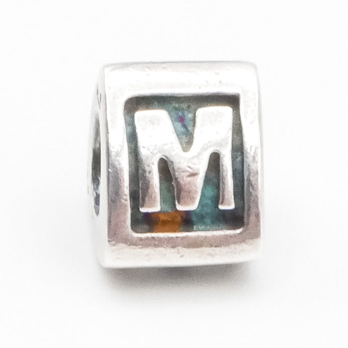 Pandora Alphabet Letter “M” Charm Sterling Silver Initial Bead – Retired