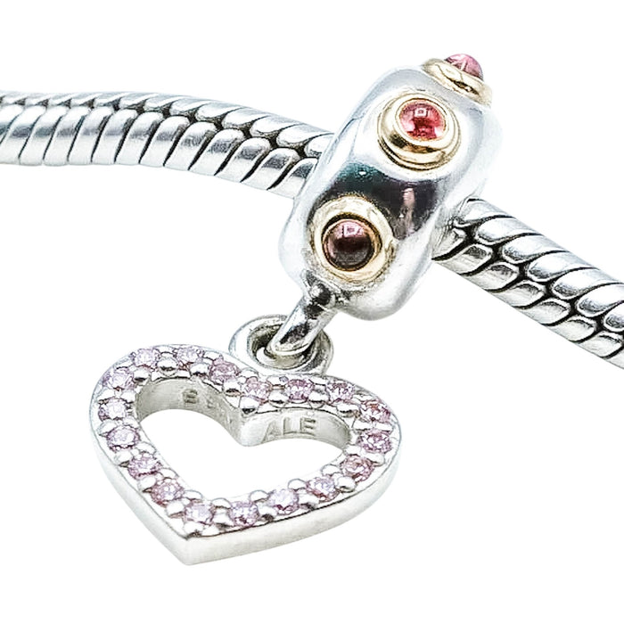 Pandora Be My Valentine 925 Heart Dangle Charm With Rhodolite Garnets, 14K Gold and CZ