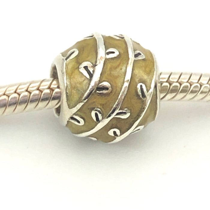 PANDORA Beige Vines 925 ALE Sterling Silver Charm  With Beige Enamel Bead 790525EN19 - Retired