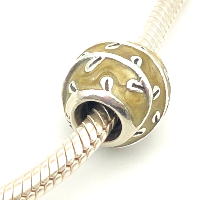 PANDORA Beige Vines 925 ALE Sterling Silver Charm  With Beige Enamel Bead 790525EN19 - Retired