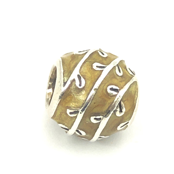 PANDORA Beige Vines 925 ALE Sterling Silver Charm  With Beige Enamel Bead 790525EN19 - Retired