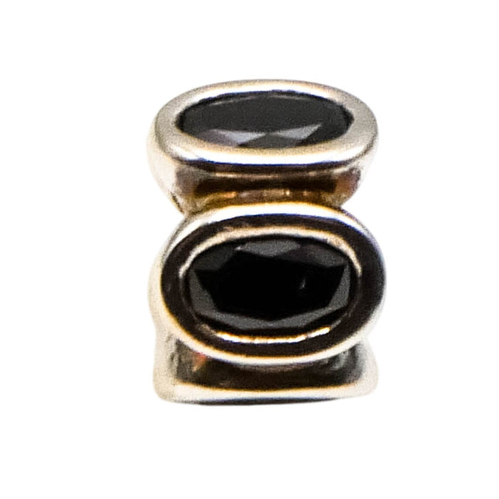 Pandora Black Oval Lights Charm Sterling Silver Black Zirconia Bead Retired