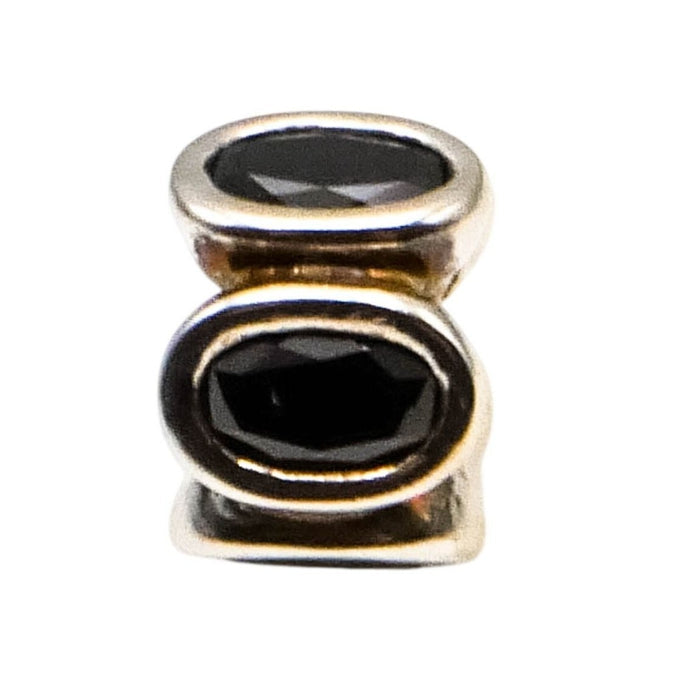 Pandora Black Oval Lights Charm Sterling Silver Black Zirconia Bead Retired