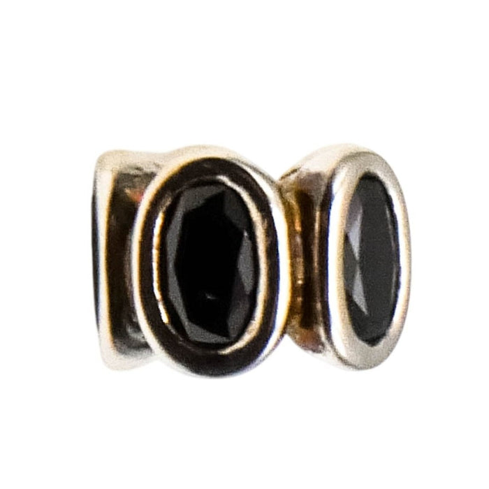 Pandora Black Oval Lights Charm Sterling Silver Black Zirconia Bead Retired