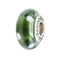 Pandora 'Black White Polka Dot' Green Murano Glass Charm Sterling Silver Retired