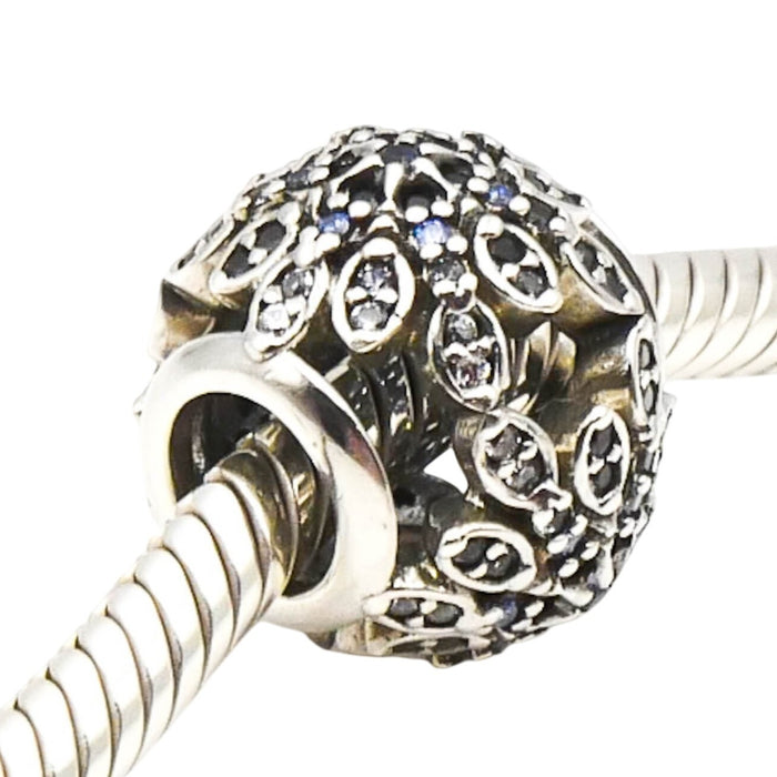 Pandora Crystalized Snowflakes Sterling Silver Charm With Blue Crystals and Clear Zirconia