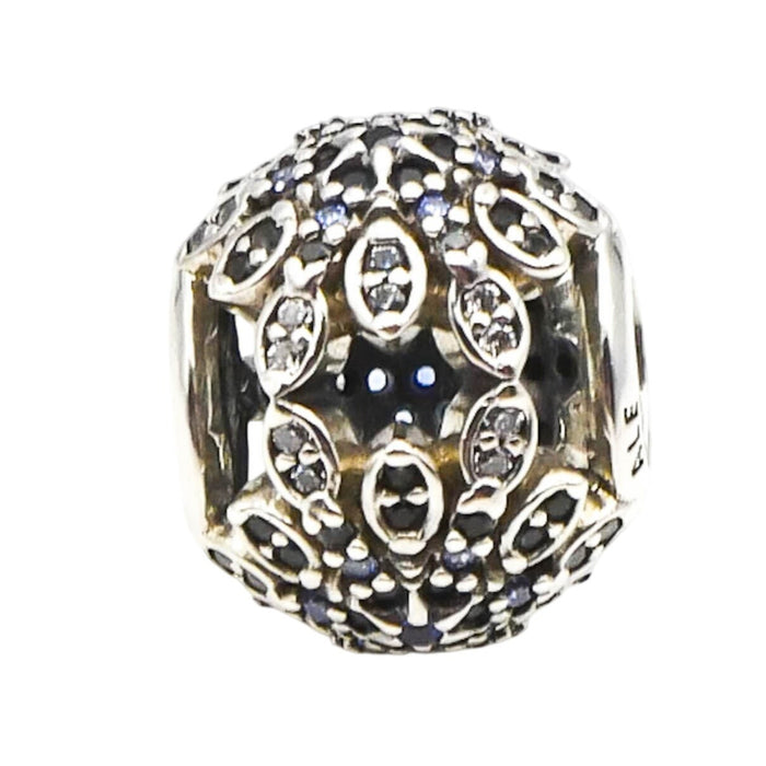 Pandora Crystalized Snowflakes Sterling Silver Charm With Blue Crystals and Clear Zirconia