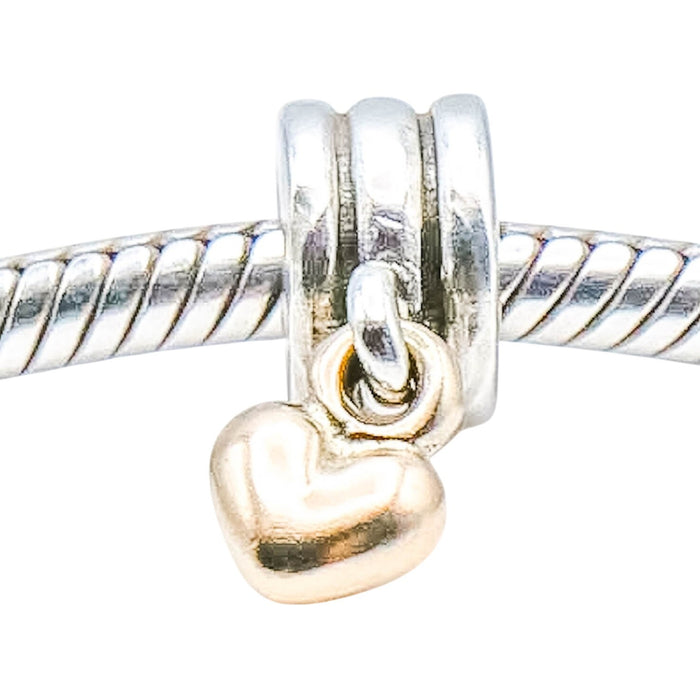 PANDORA Dangling Heart Sterling Silver Dangle Charm With 14K Gold Heart