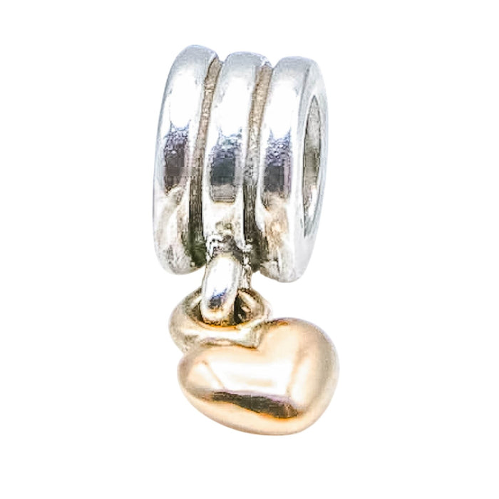 PANDORA Dangling Heart Sterling Silver Dangle Charm With 14K Gold Heart