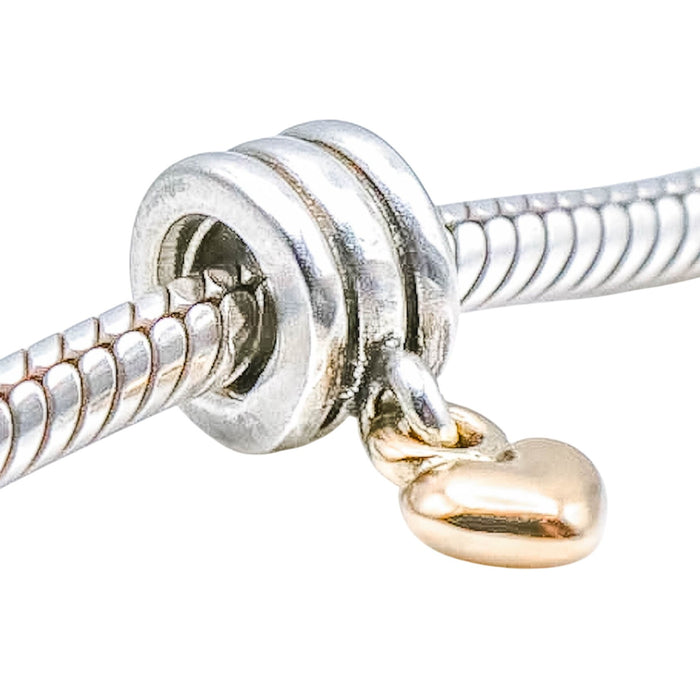 PANDORA Dangling Heart Sterling Silver Dangle Charm With 14K Gold Heart