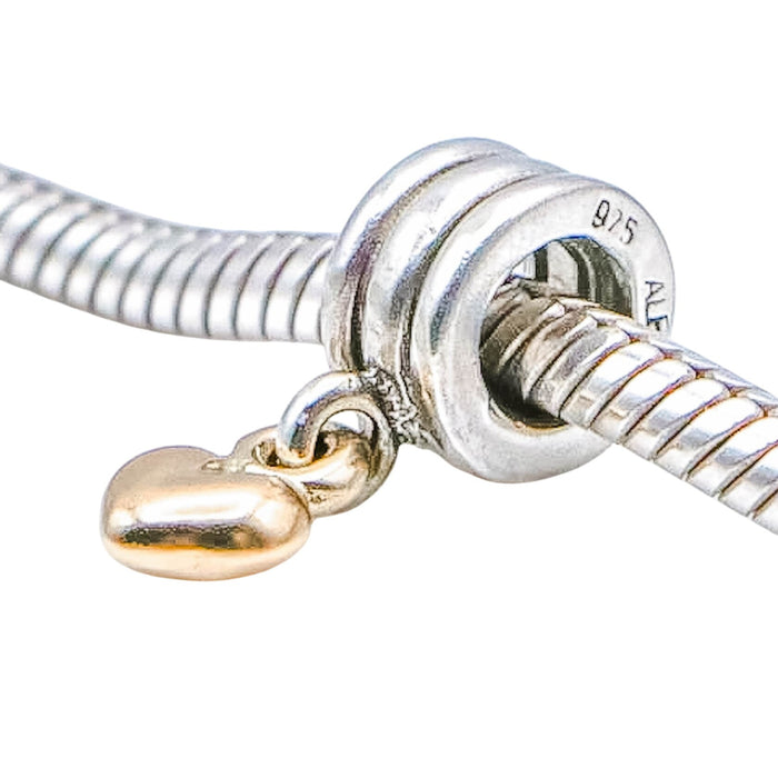 PANDORA Dangling Heart Sterling Silver Dangle Charm With 14K Gold Heart