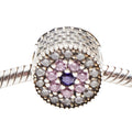 Pandora Dazzling Floral Charm Sterling Silver Purple Pink Clear Zirconia 791820PCZMX Retired