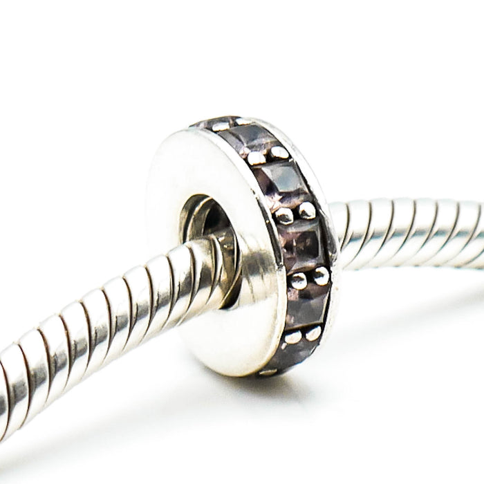 PANDORA Eternity Spacer Pink Blush Crystal Retired Sterling Silver Eternity