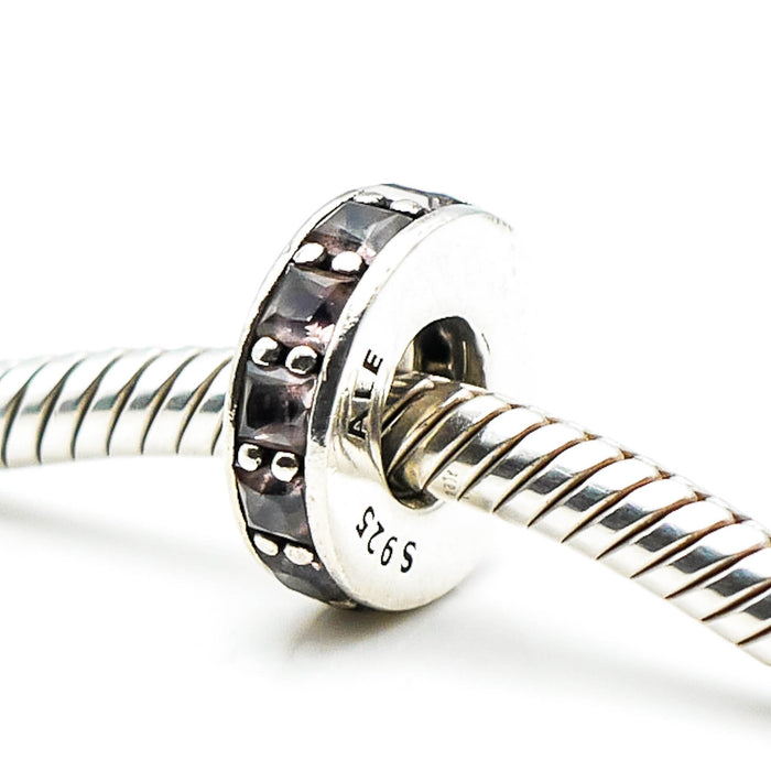 PANDORA Eternity Spacer Pink Blush Crystal Retired Sterling Silver Eternity