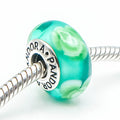 PANDORA Flowers For You Turquoise Green Murano Glass Sterling Silver Charm
