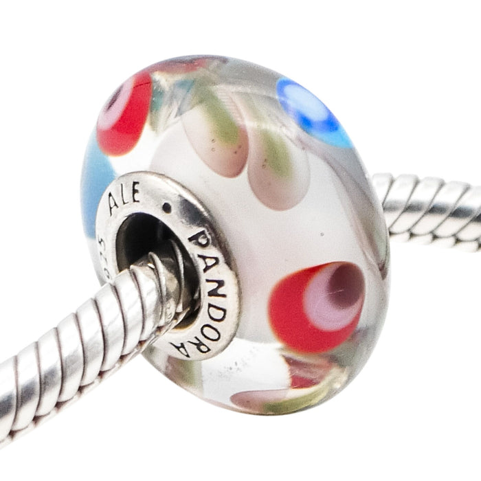 Pandora Folklore Murano Glass Charm Sterling Silver Bead Multicolor Design