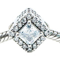 Pandora Geometric Radiance Square Sparkle Halo Sterling Silver CZ Charm