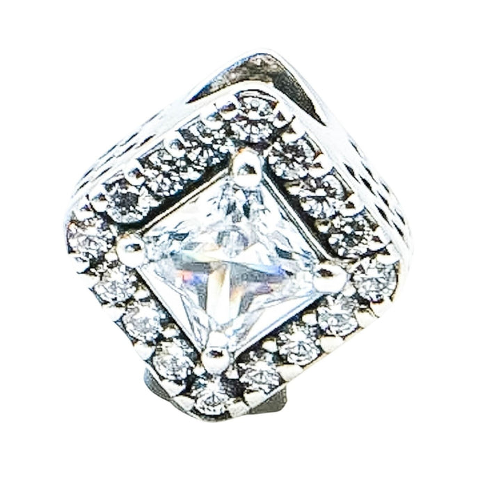 Pandora Geometric Radiance Square Sparkle Halo Sterling Silver CZ Charm
