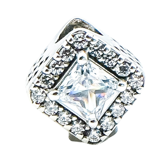 Pandora Geometric Radiance Square Sparkle Halo Sterling Silver CZ Charm