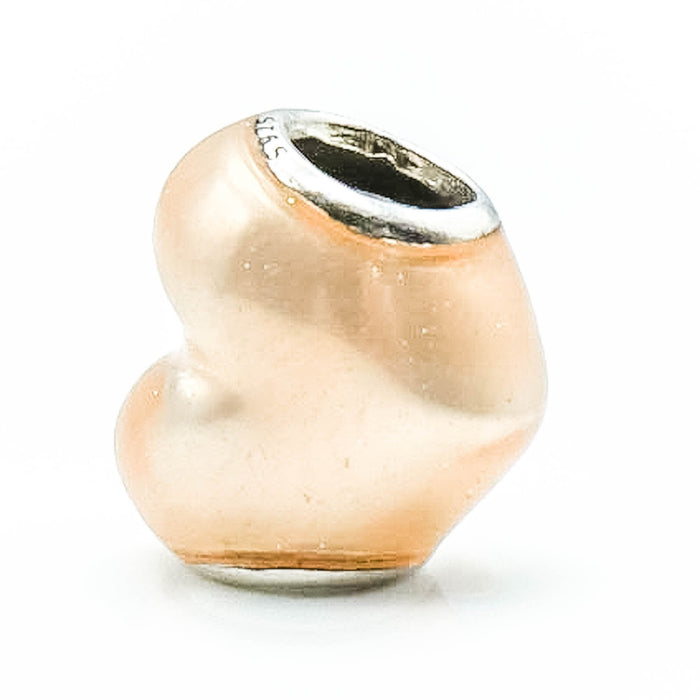 PANDORA Glittering Heart Sterling Silver Charm With Soft Pink Enamel