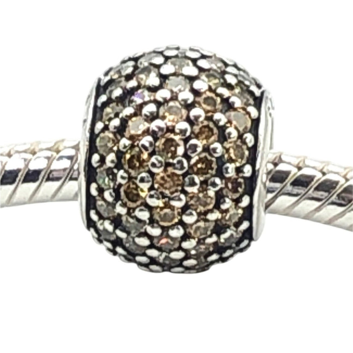 Pandora Golden Pave Lights Sterling Silver Charm With Golden Yellow Zirconia