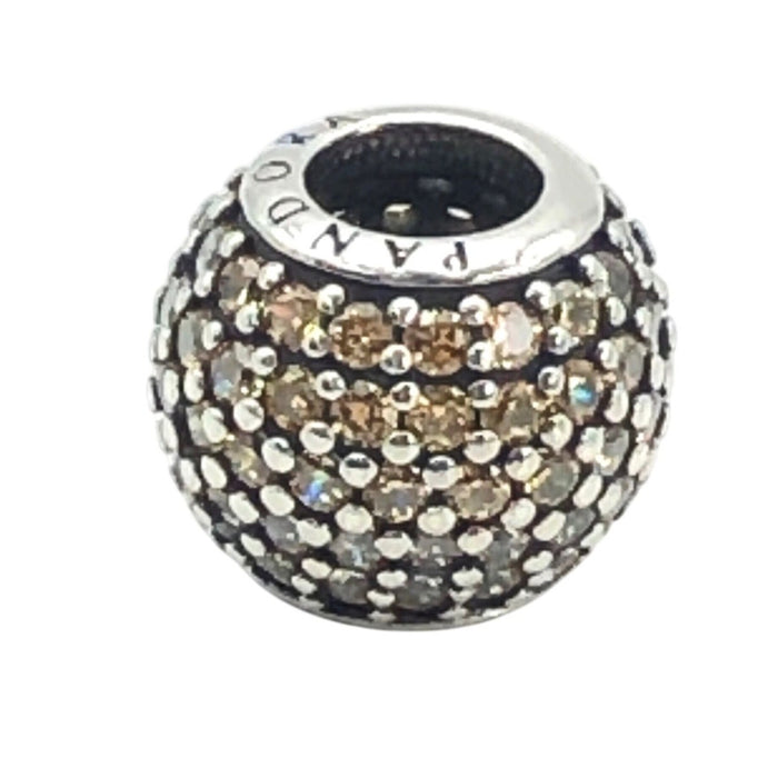 Pandora Golden Pave Lights Sterling Silver Charm With Golden Yellow Zirconia