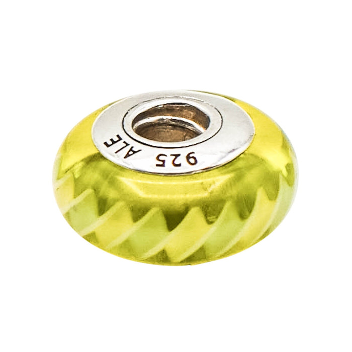 Pandora Green Zig Zag Murano Glass Charm Sterling Silver Retired