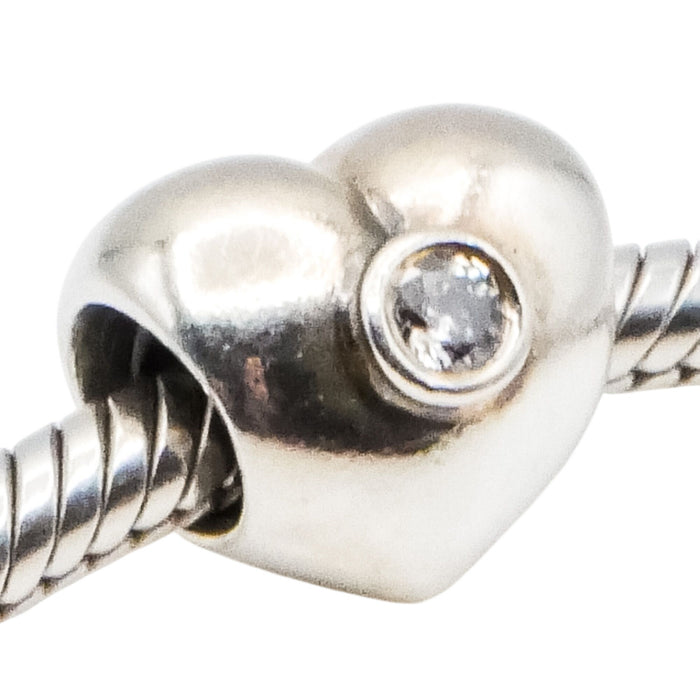 Pandora Heart Sterling Silver Charm with Clear Zirconia – Retired