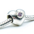 Pandora Heart Sterling Silver Charm With Pink Cubic Zirconia