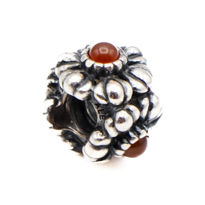 Pandora July Birthday Blooms Sterling Silver Charm With Carnelian Retired