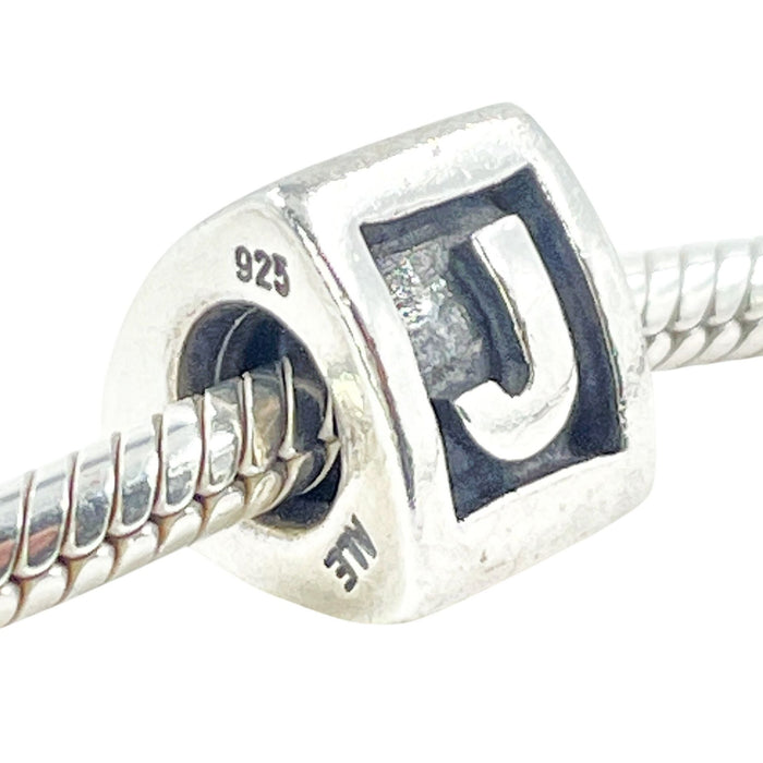 Pandora Letter J Charm Sterling Silver Alphabet Bead 925 ALE Retired