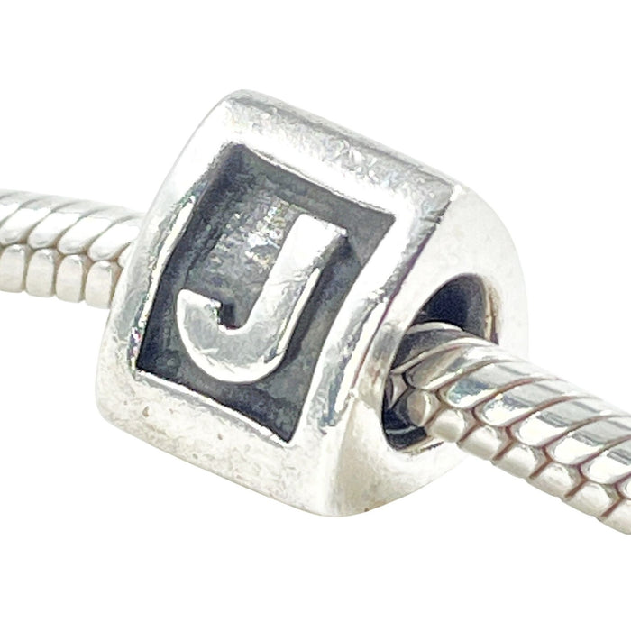 Pandora Letter J Charm Sterling Silver Alphabet Bead 925 ALE Retired