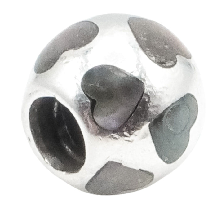 Pandora Love Me Sterling Silver Black Mother of Pearl Charm Retired