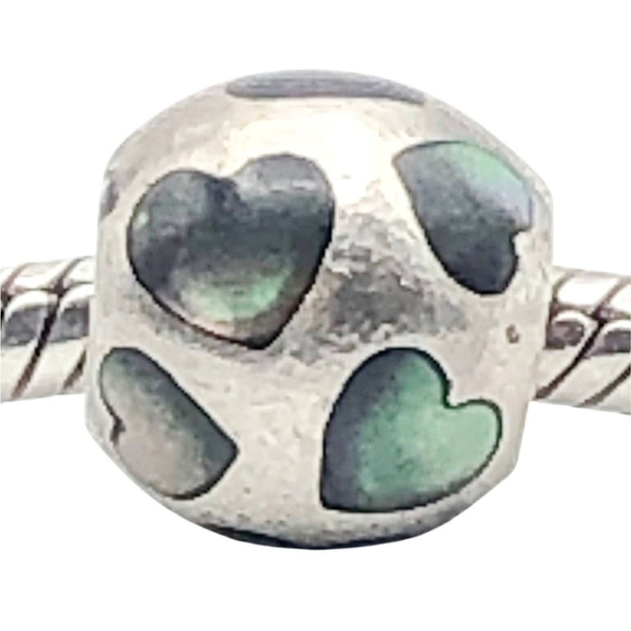 Pandora Love Me Sterling Silver Black Mother of Pearl Charm Retired
